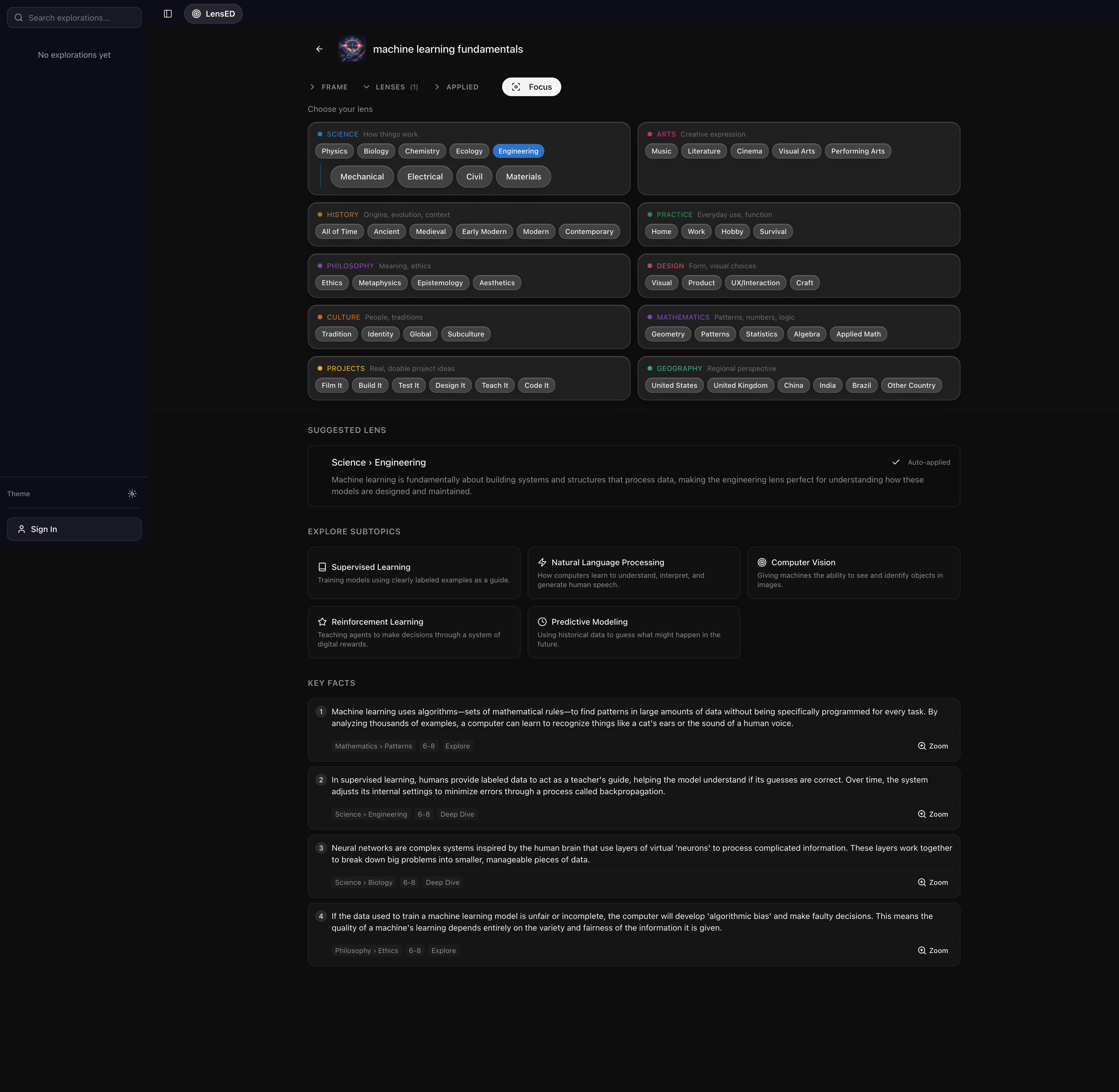 Lenses Panel